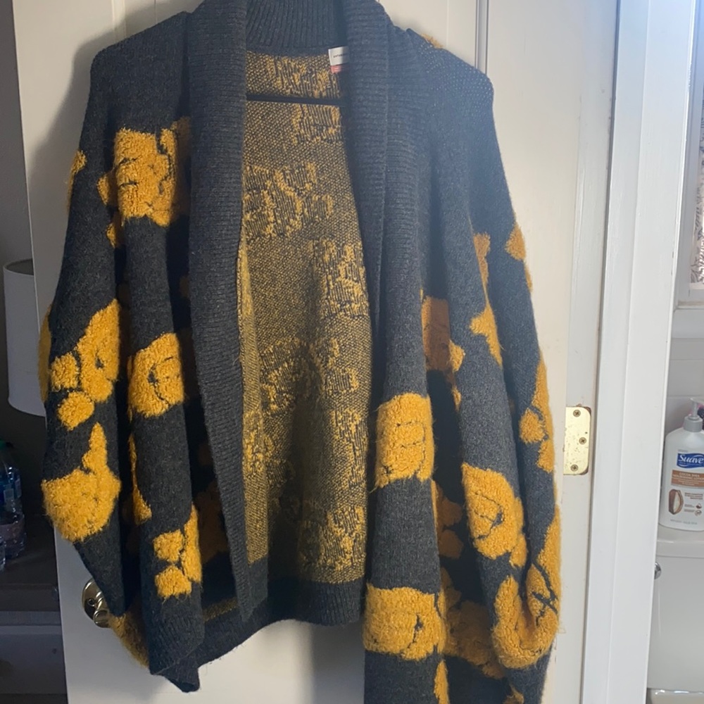Anthropologie yellow floral sweater